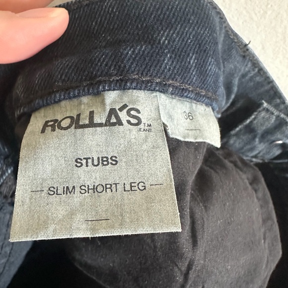 ROLLA’S Black Distressed Stubs Slim Short Leg Jeans size 36 - Picture 6 of 6